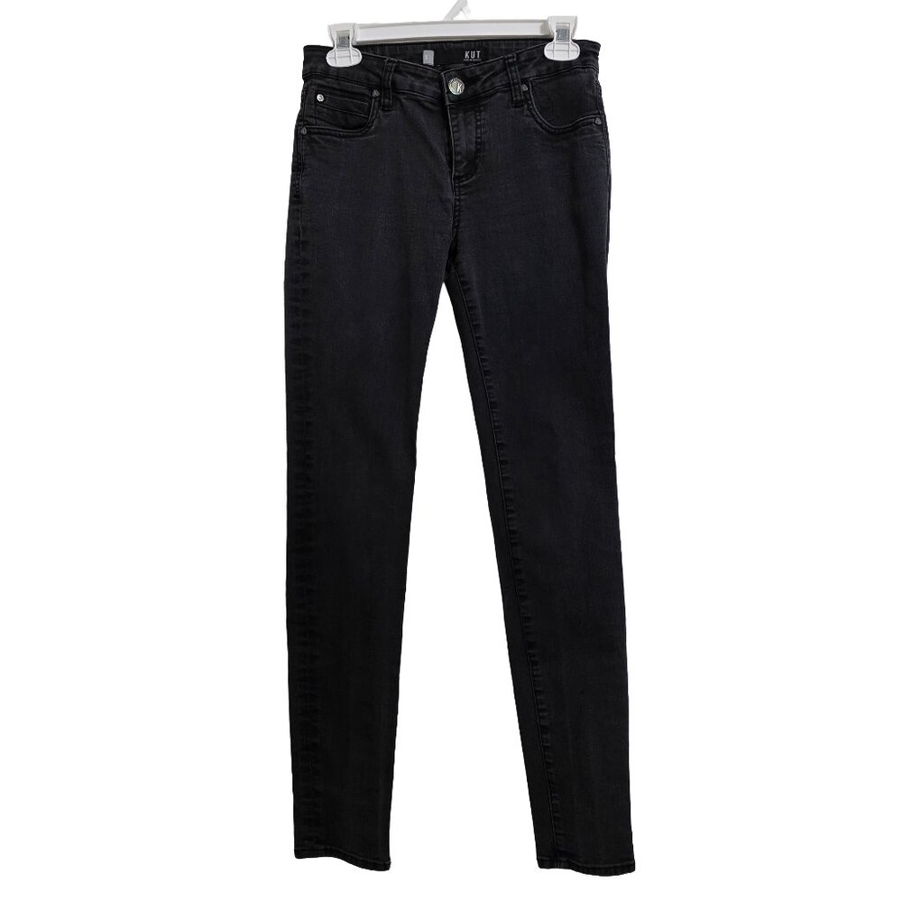 Kut From The Kloth Mid-Rise Stretchy Black Skinny Jeans Women's Size 2 EUC
